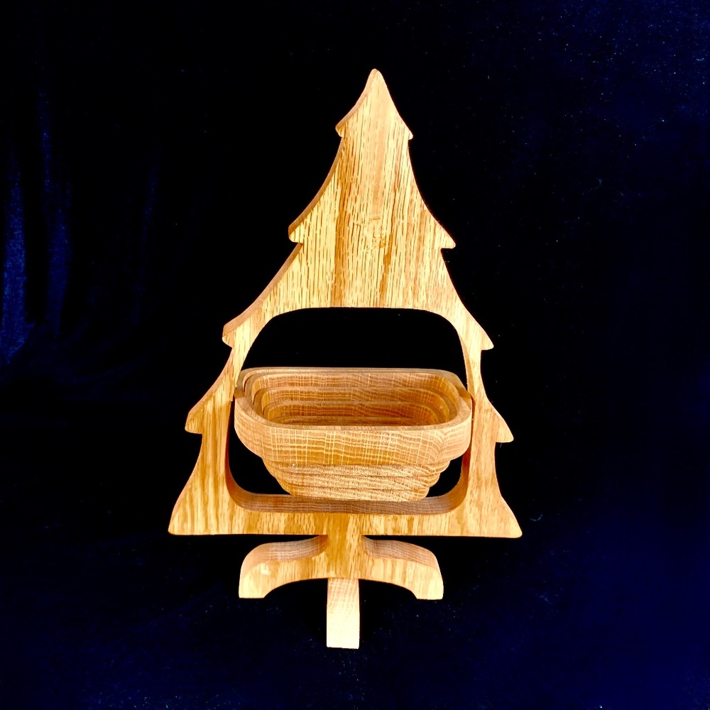 Vintage John Keim One Piece Collapsible Basket Pear Tree Handmade Wood Like New